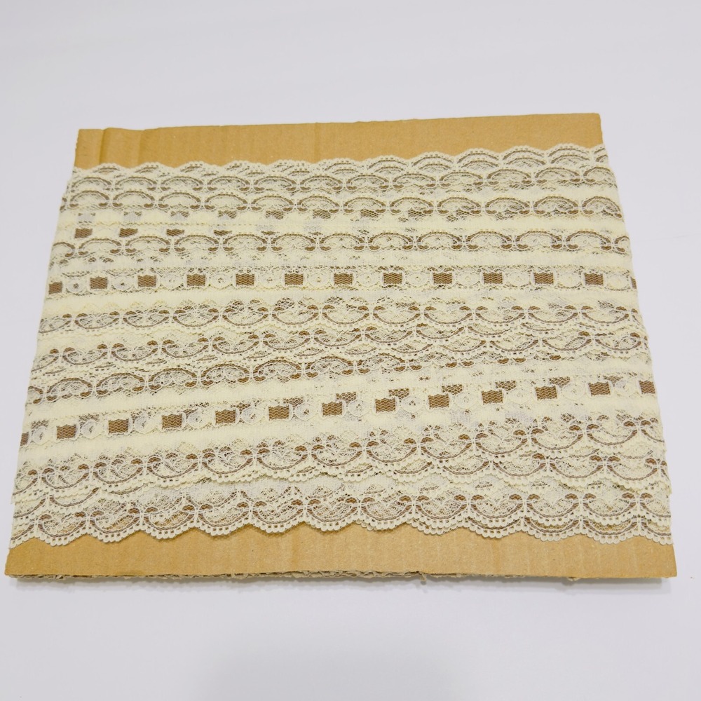 102 feet 34 yards Vintage Double Scalloped Lace Trim 2- 1/" Brown Beige
